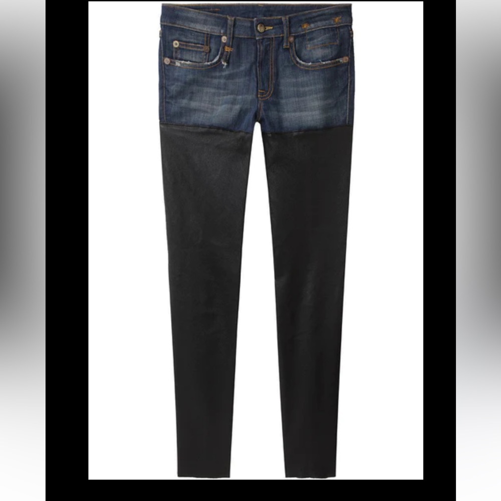 R13 Denim Leather Chaps Shorts Pants SIZE 25